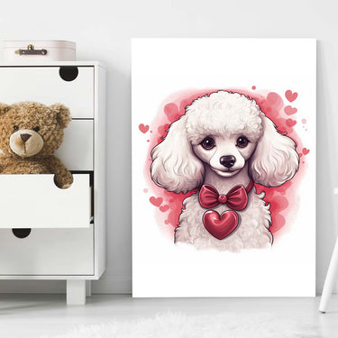 Cute Valentine Puppy Heart, Valentine Dog Canvas Print, Cute Poodle Love Canvas Wall Art, Valentine's Dog Painting, Valentine's Canvas, Pet Lover, Valentines Gift
